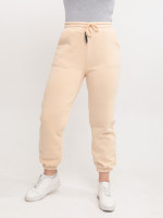 Спортивные штаны женские бежевые джогеры на флисе 1284-4