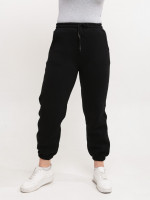 Спортивные штаны женские черные джогеры на флисе 1284-1