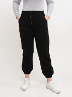 Спортивные штаны женские черные джогеры на флисе 1284-1