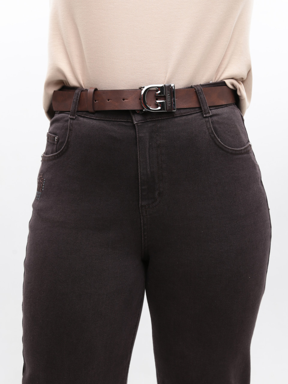 Джинси жіночі коричневі МОМ великі розміри 20591-B-5