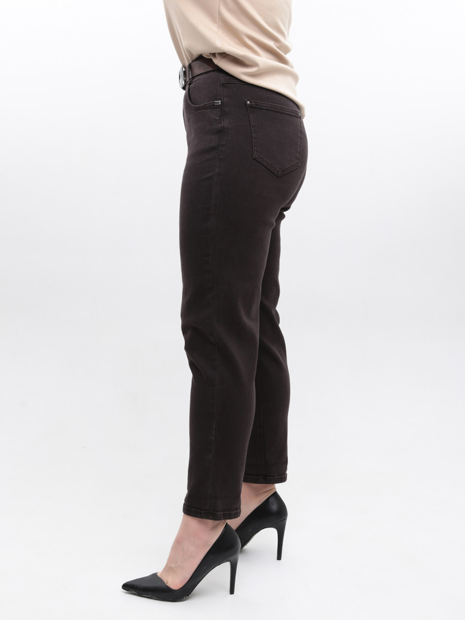 Джинси жіночі коричневі МОМ великі розміри 20591-B-5