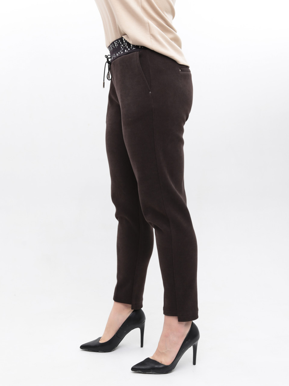 Штани жіночі вельветові коричневі на зимові флісі 1701-B-6