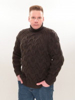 Свитер мужской коричневый шерстяной в больших размерах 230-B-658-5