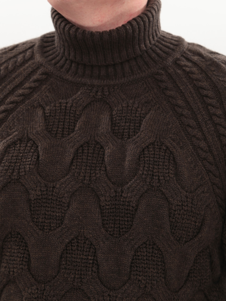 Свитер мужской коричневый шерстяной в больших размерах 230-B-658-5