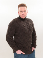Свитер мужской коричневый шерстяной в больших размерах 230-B-658-5