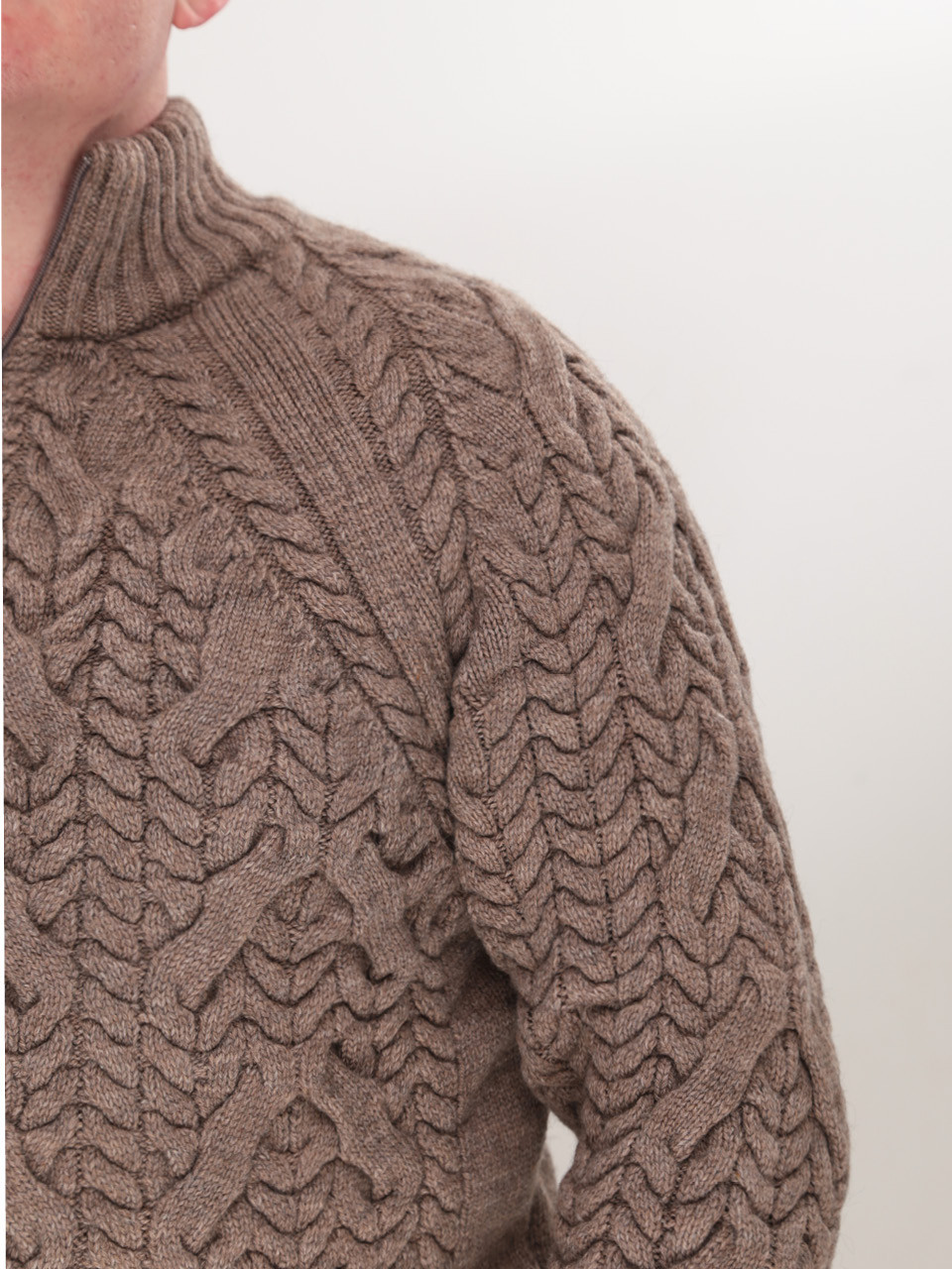 Светр чоловічий бежевий вовняний у великих розмірах 230-B-522/2-3