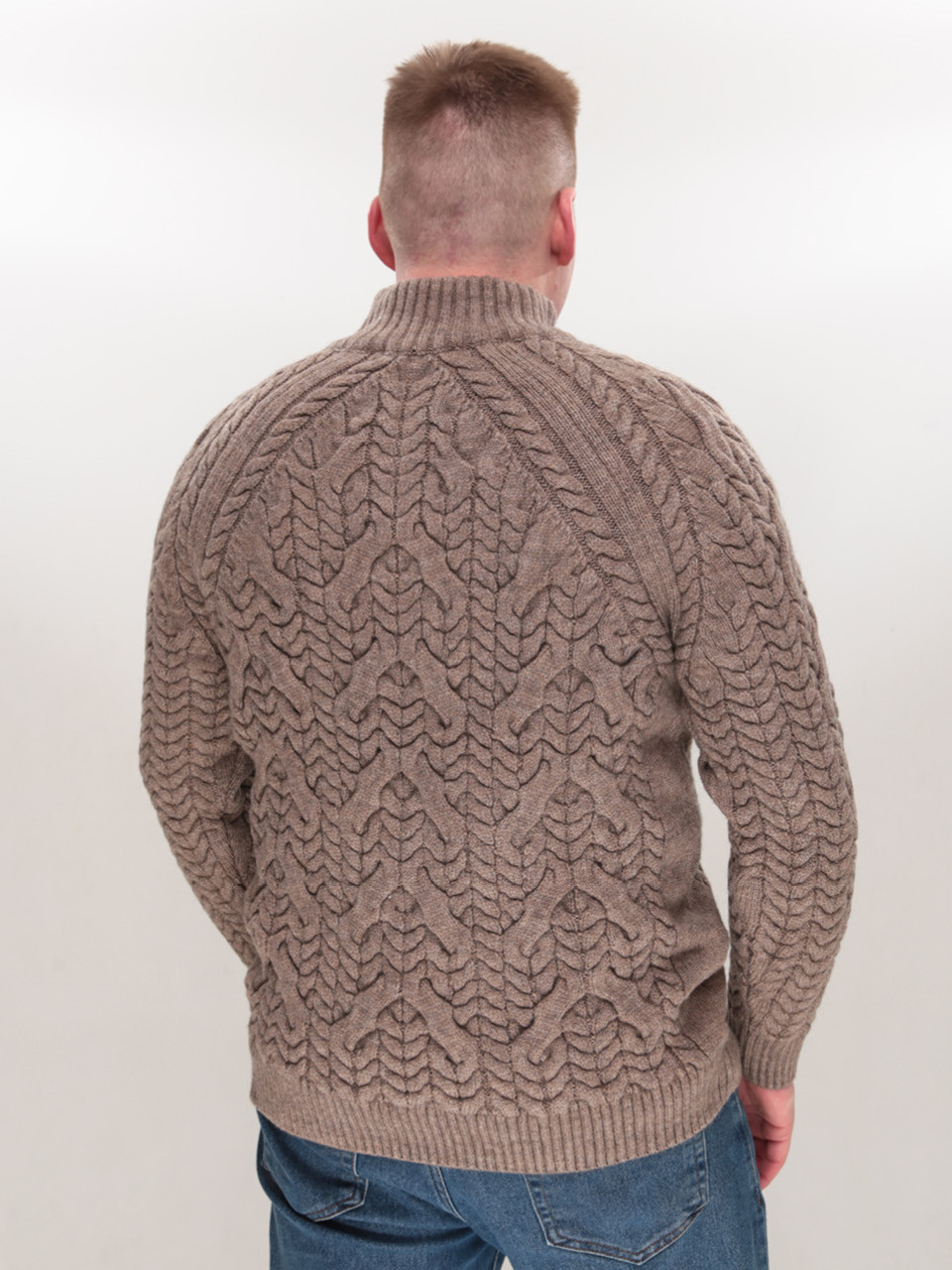 Светр чоловічий бежевий вовняний у великих розмірах 230-B-522/2-3