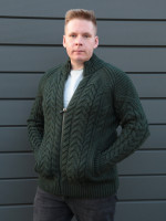 Светр чоловічий зелений вовняний на блискавці 230-321-4