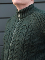 Светр чоловічий зелений вовняний на блискавці 230-321-4