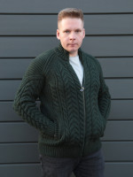 Светр чоловічий зелений вовняний на блискавці 230-321-4
