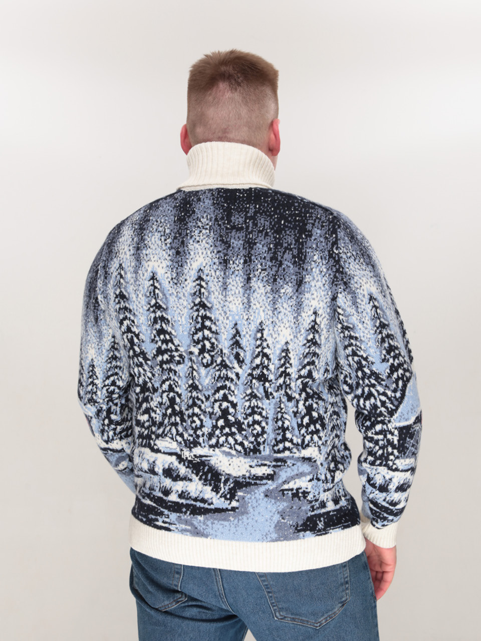 Светр чоловічий зимовий з будиночками білий 230-561-2