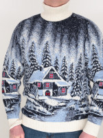 Светр чоловічий зимовий з будиночками білий 230-561-2