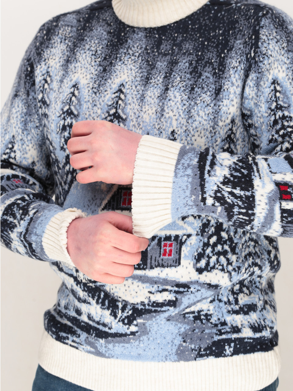 Светр чоловічий зимовий з будиночками білий 230-561-2