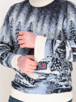 Светр чоловічий зимовий з будиночками білий 230-561-2