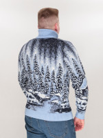 Светр чоловічий зимовий з будиночками блакитний 230-561-5