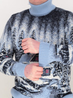 Светр чоловічий зимовий з будиночками блакитний 230-561-5