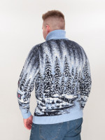 Светр чоловічий зимовий з будиночками блакитний 230-561-5