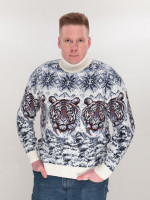 Светр чоловічий зимовий з тиграми білий 230-1-509-2