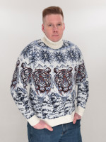 Светр чоловічий зимовий з тиграми білий 230-1-509-2