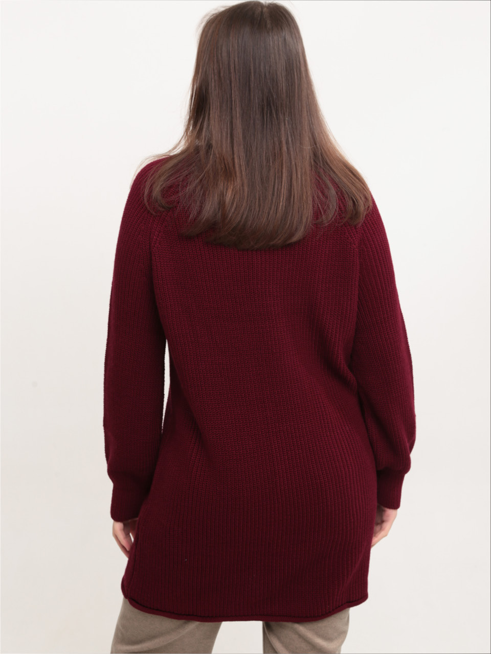 Светр жіночий бордовий подовжений прямий 8031-7