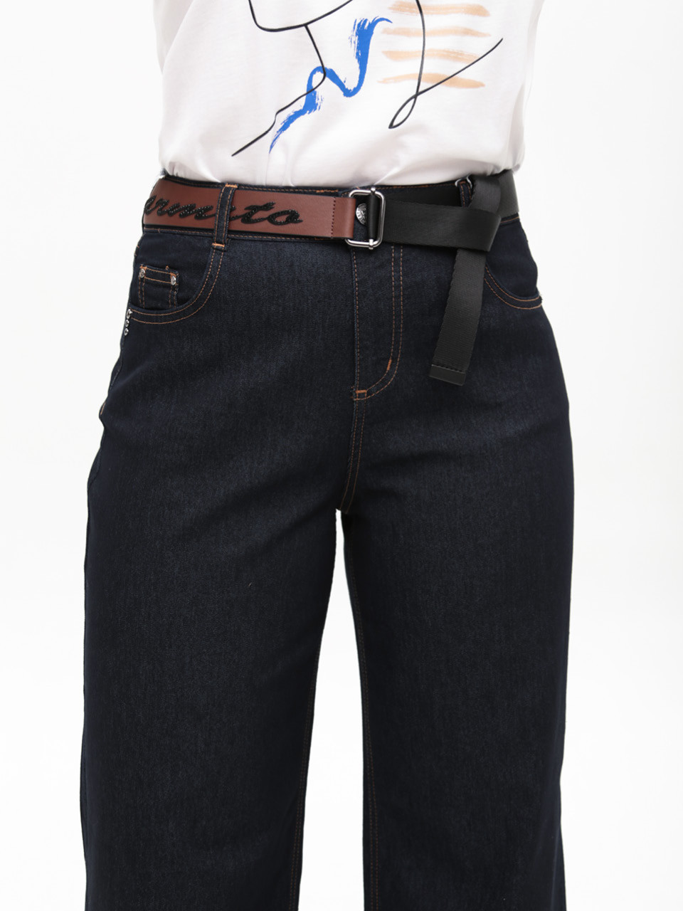 Джинси жіночі темно-сині палаццо тонкі великі розміри 20693-B-1