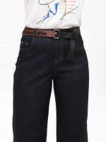 Джинси жіночі темно-сині палаццо тонкі великі розміри 20693-B-1