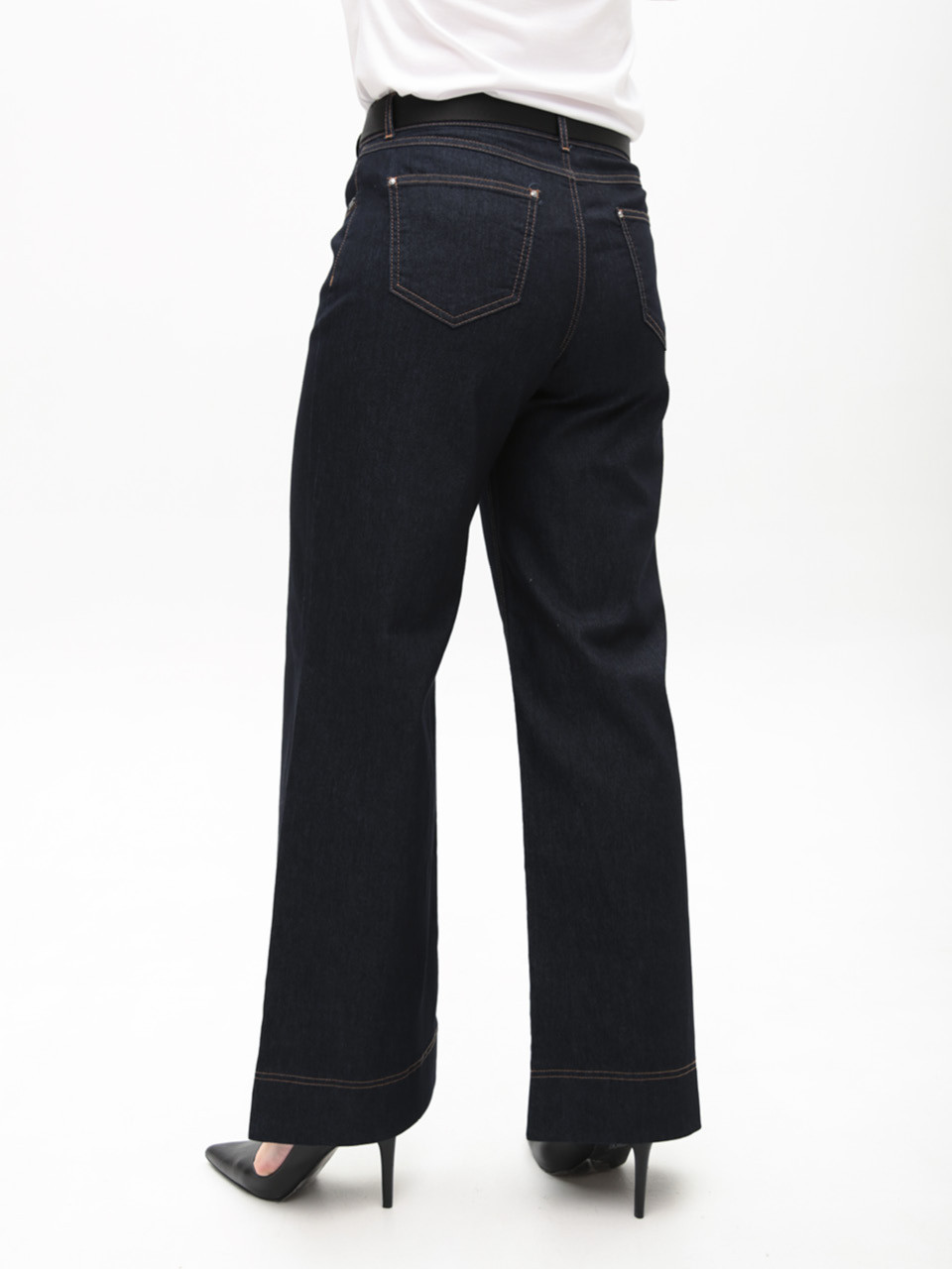 Джинси жіночі темно-сині палаццо тонкі великі розміри 20693-B-1