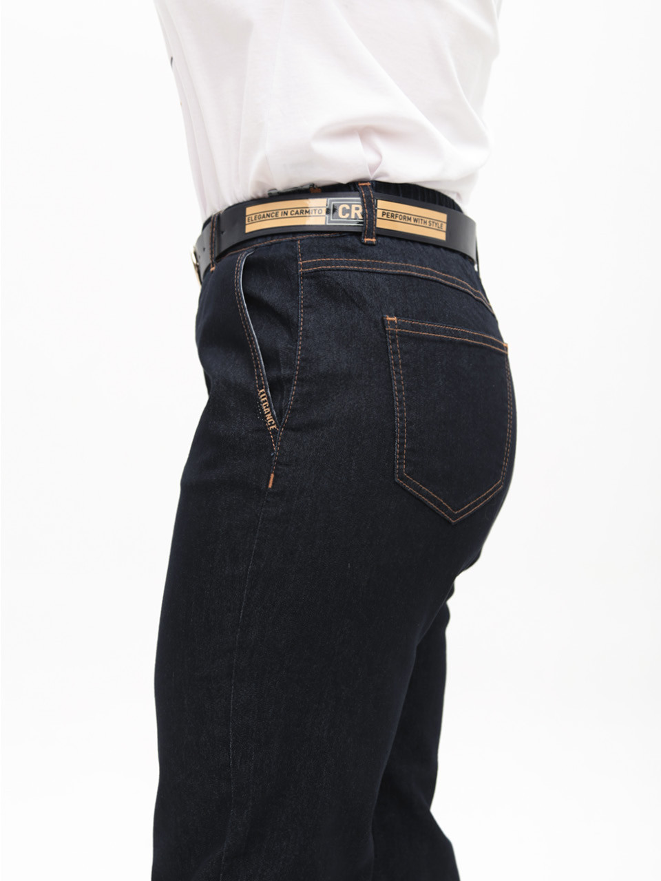 Джинси жіночі темно-сині МОМ тонкі великі розміри 20690-B-1