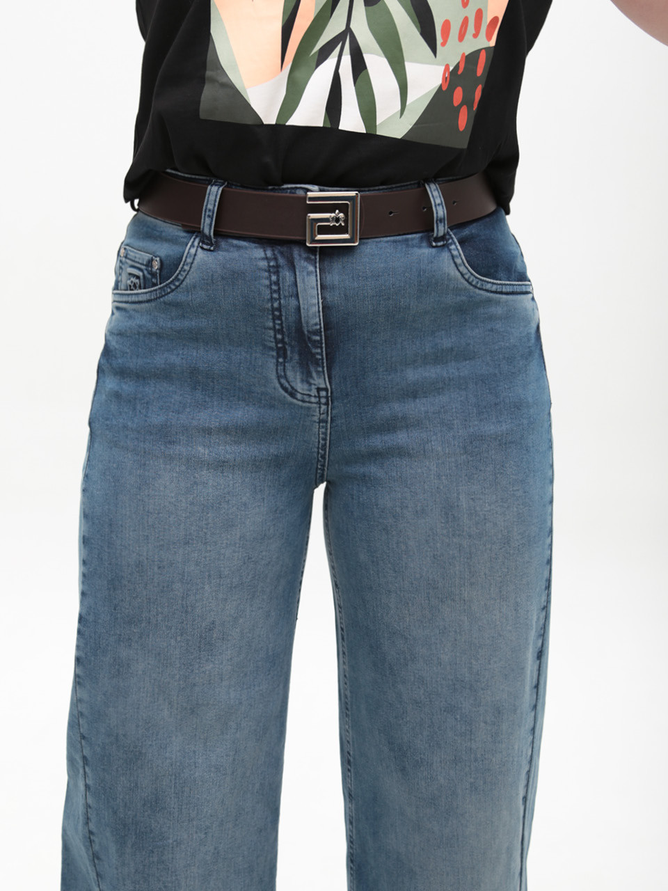 Джинсы женские голубые палаццо большие размеры 7976-B-6