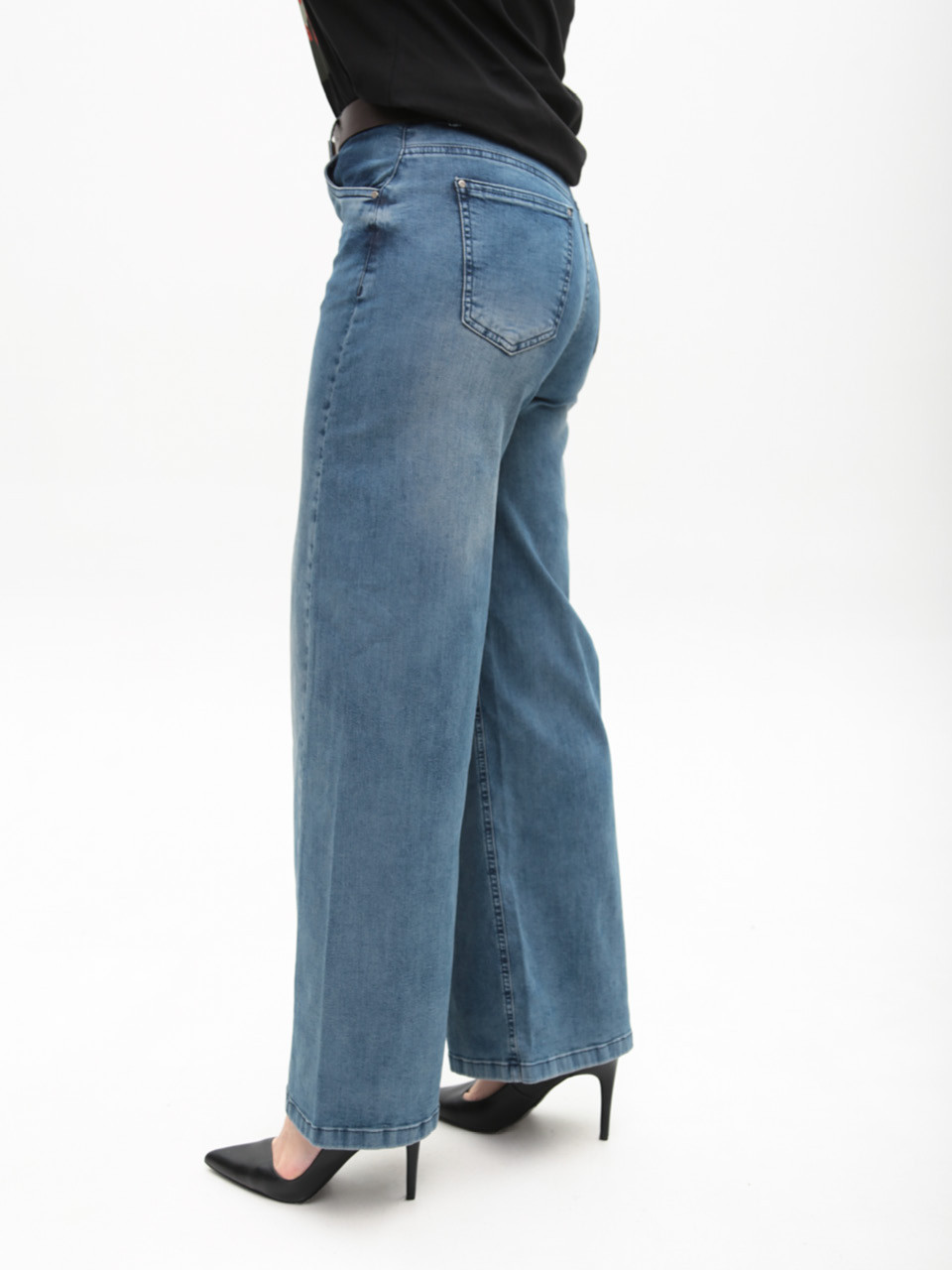 Джинсы женские голубые палаццо большие размеры 7976-B-6