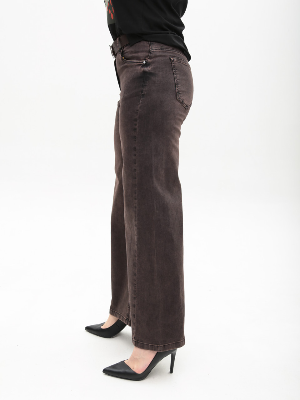 Джинси жіночі коричневі палаццо зі стрейчем 7975-5