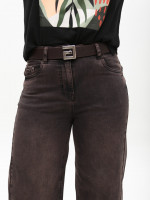 Джинси жіночі коричневі палаццо зі стрейчем великі розміри 7976-B-5