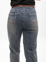 Джинсы женские сине-коричневые МОМ со стрейчем большие размеры 7962-B-4