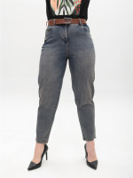 Джинсы женские сине-коричневые МОМ со стрейчем большие размеры 7962-B-4