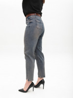 Джинсы женские сине-коричневые МОМ со стрейчем большие размеры 7962-B-4