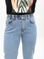 Джинси жіночі блакитні МОМ із гумкою на поясі 2430-0