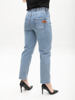 Джинси жіночі блакитні МОМ з резинкою на поясі великі розміри 2430-B-0