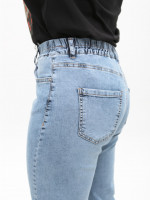Джинси жіночі блакитні МОМ з резинкою на поясі великі розміри 2430-B-0