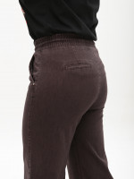 Джинси жіночі коричневі палацце тонкі з гумкою на поясі 2421-5