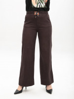 Джинси жіночі коричневі палацце тонкі з гумкою на поясі 2421-5