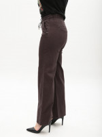 Джинси жіночі коричневі палацце тонкі з гумкою на поясі 2421-5