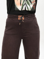 Джинси жіночі коричневі палацце тонкі з гумкою на поясі 2421-5