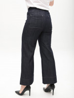 Джинсы женские темно-синие палаццо тонкие с резинкой на поясе большие размеры 1781-B-1
