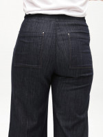 Джинсы женские темно-синие палаццо тонкие с резинкой на поясе большие размеры 1781-B-1