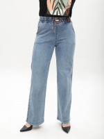 Джинсы женские голубые палаццо тонкие с резинкой на поясе 2426-0