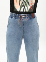 Джинсы женские голубые палаццо тонкие с резинкой на поясе 2426-0