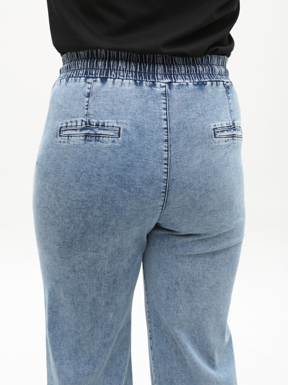 Джинсы женские голубые палаццо тонкие с резинкой на поясе 2426-0