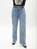 Джинсы женские голубые палаццо тонкие с резинкой на поясе 2426-0