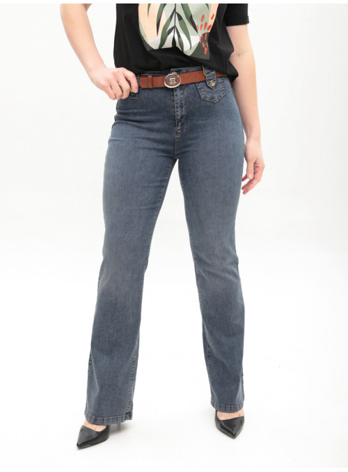 Джинсы женские синие клеш...