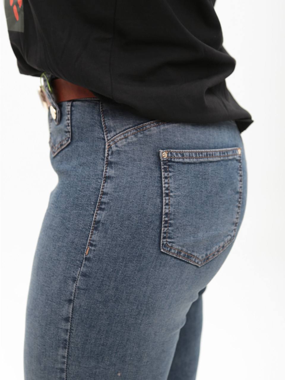 Джинсы женские синие клеш тонкие большие размеры 1758-B-4